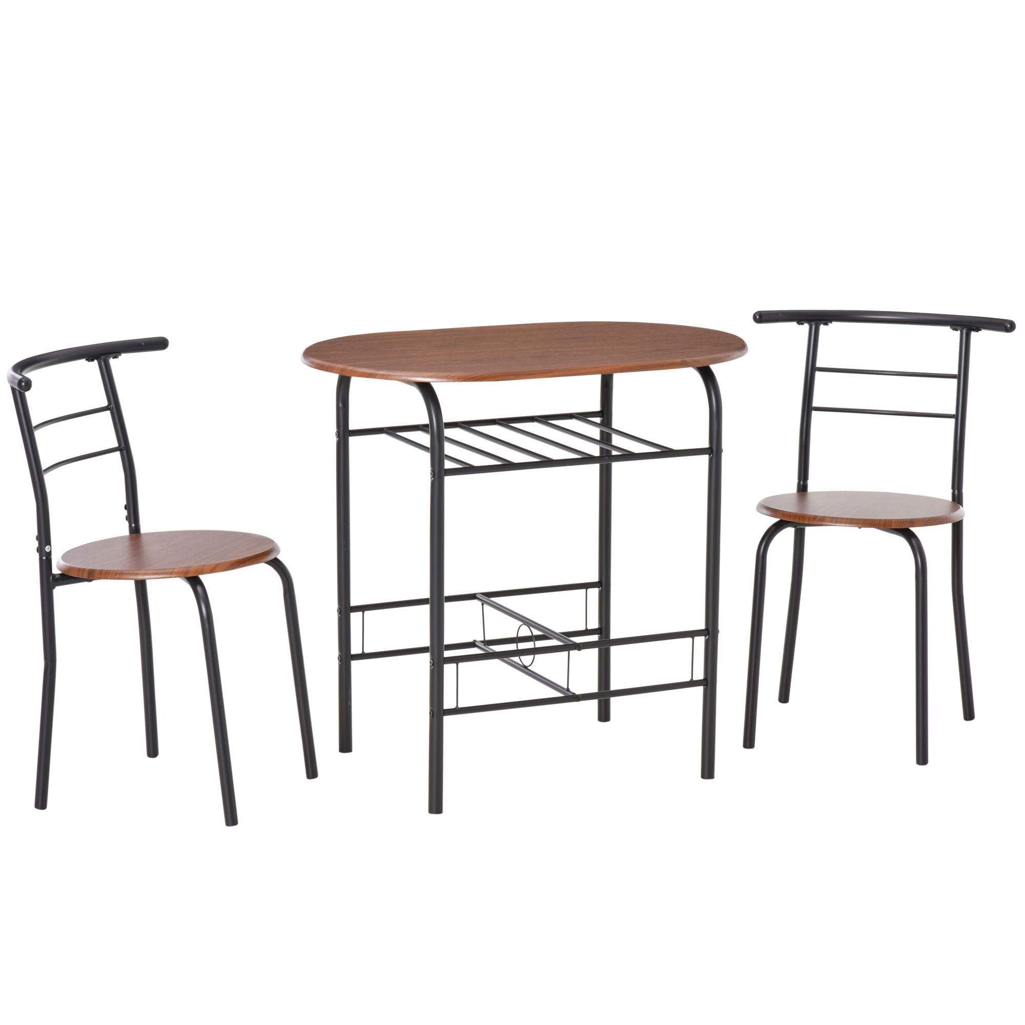3 Piece Bar Table Set 2 Stools Industrial Style Dining Room Storage