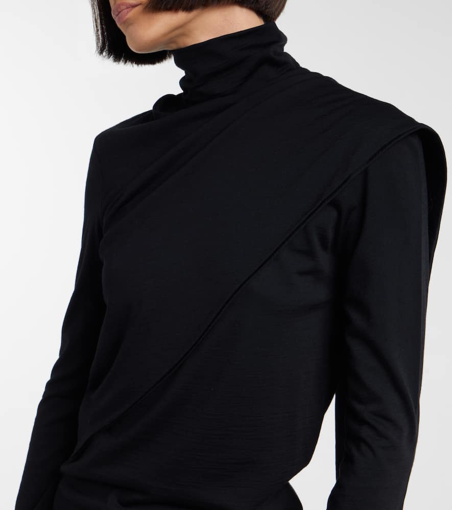 Róhe Scarf-detail wool jersey top