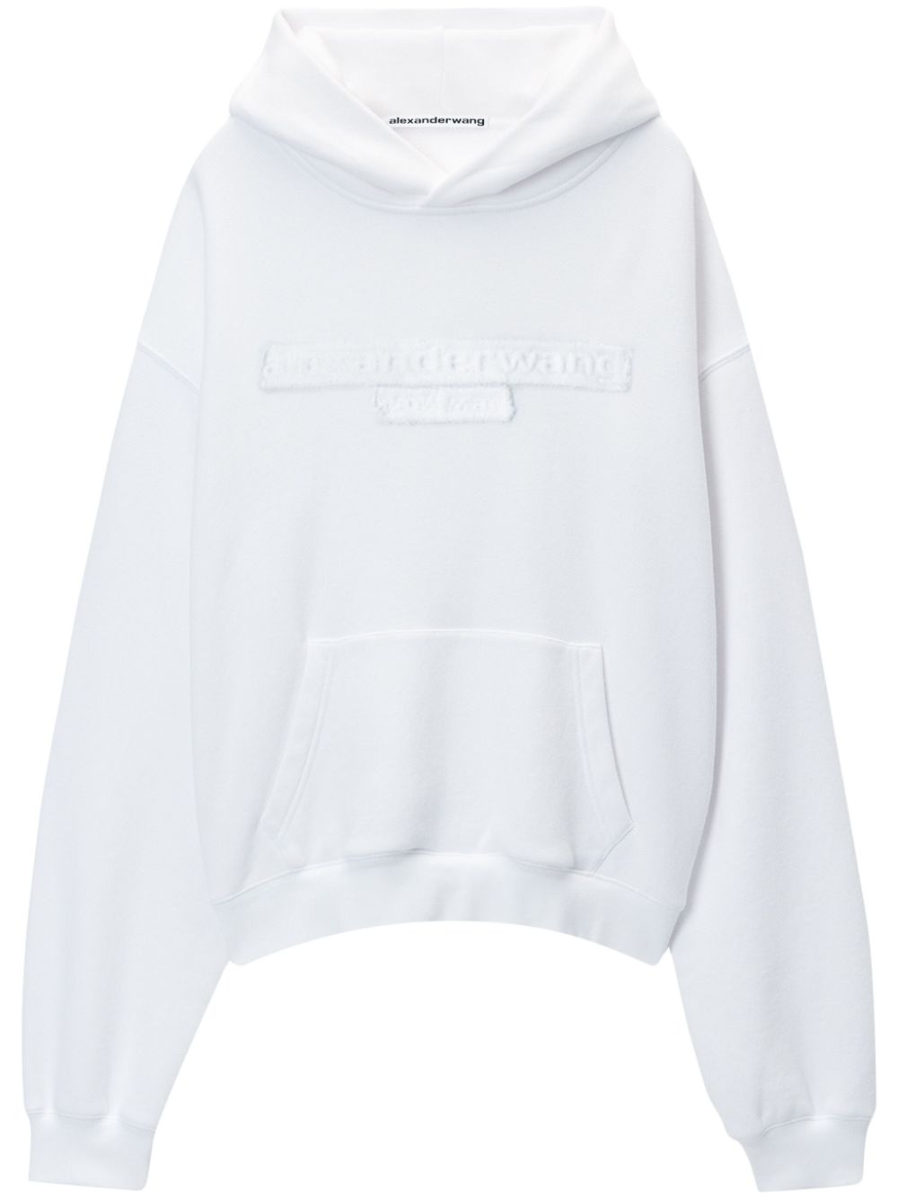 Distressed-logo hoodie - White