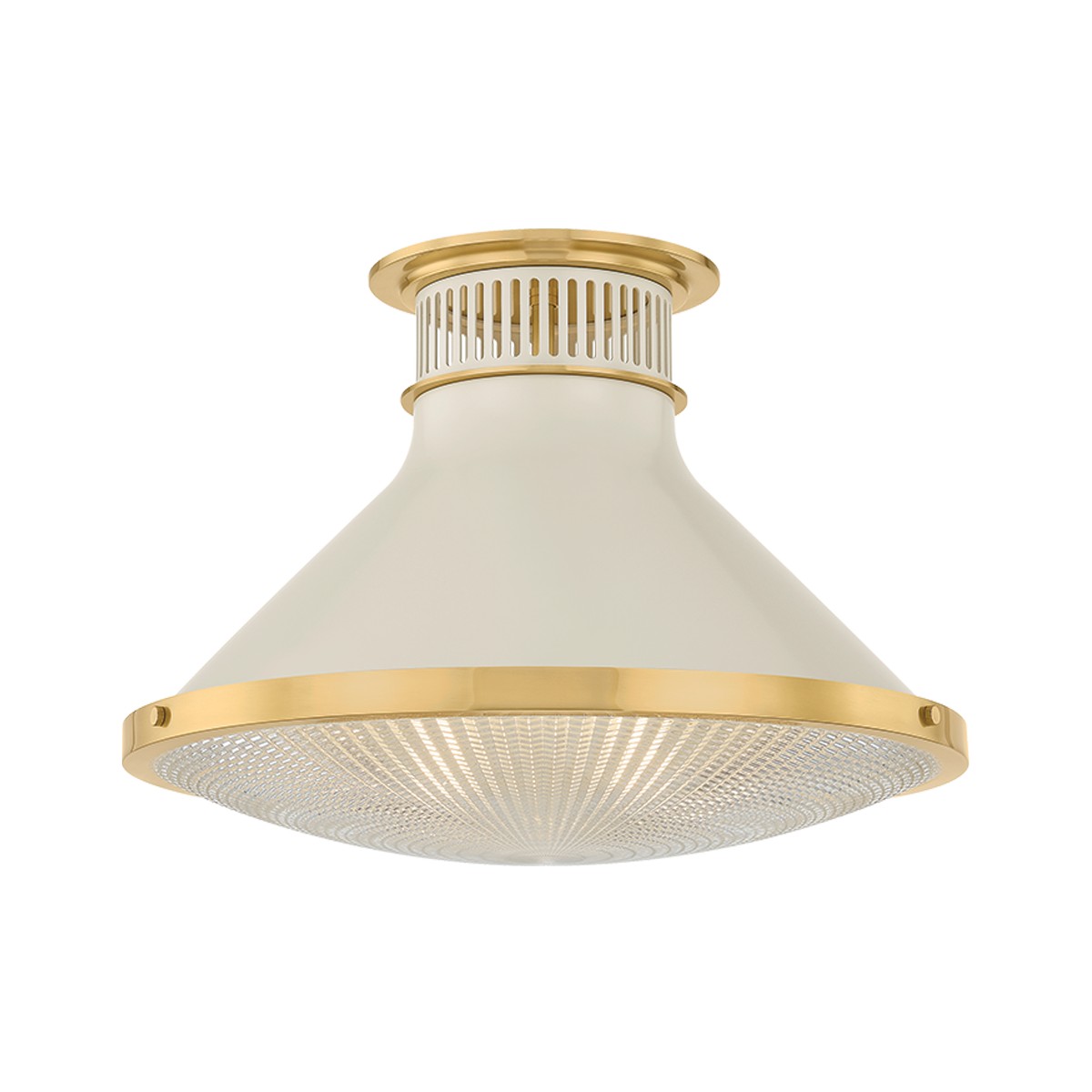 Aged Brass Off-White Flush Mount from the Highclere Collection
