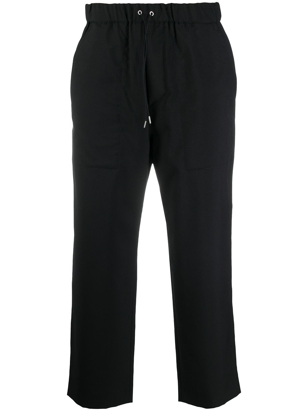 High-rise drawstring cropped trousers - Black
