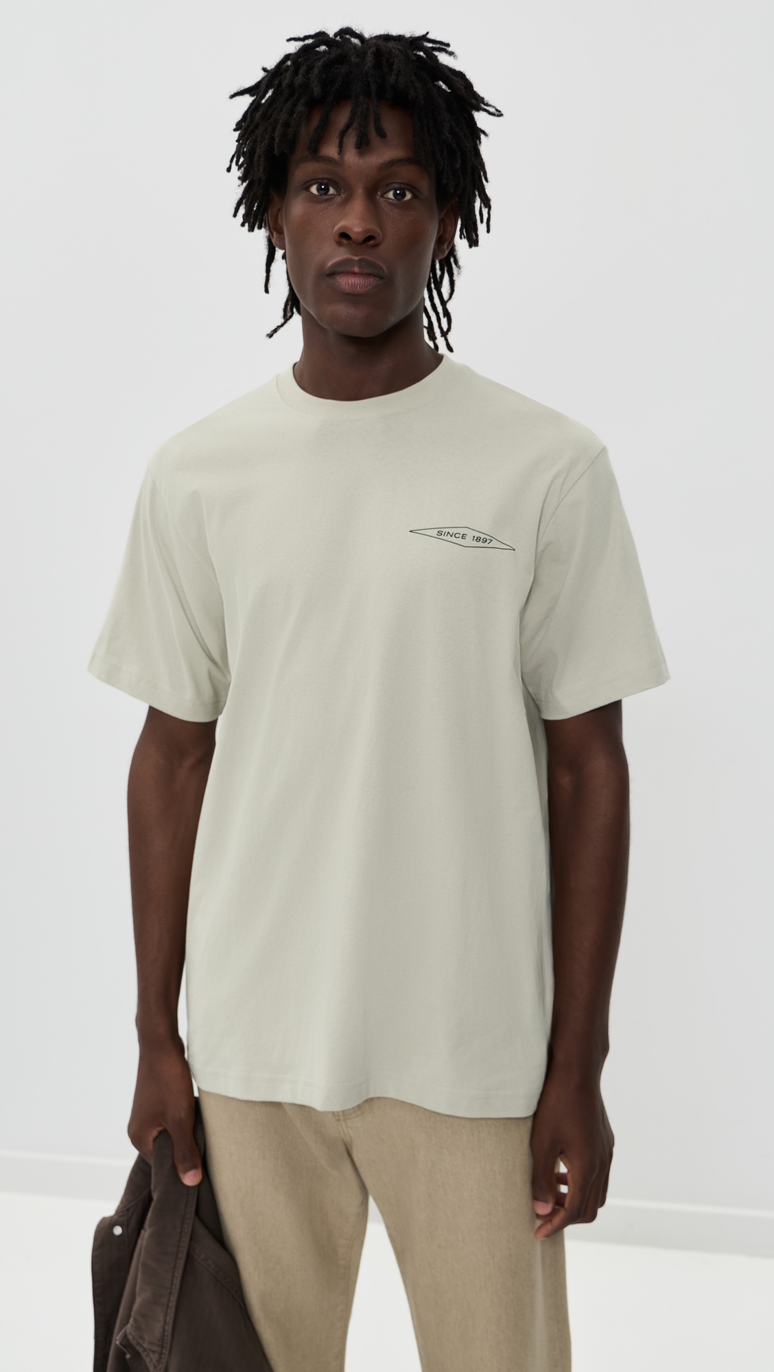 Short Sleeve Diamond Graphic T-Shirt Grey Sky