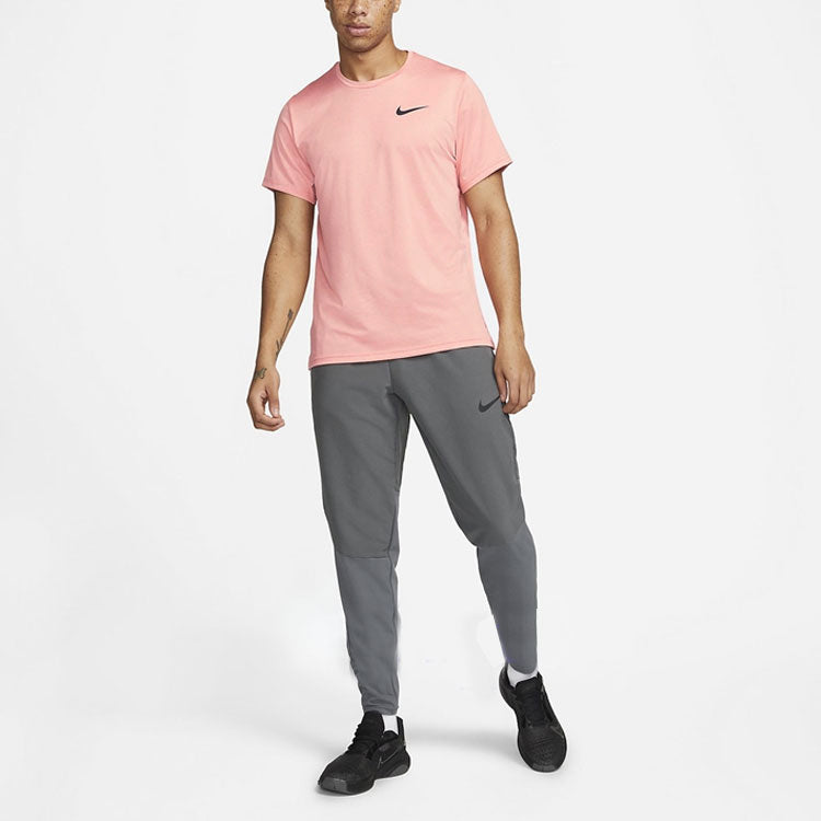 Pro Dri-FIT Solid Color Casual Sports Quick Dry Round Neck Short Sleeve Pink