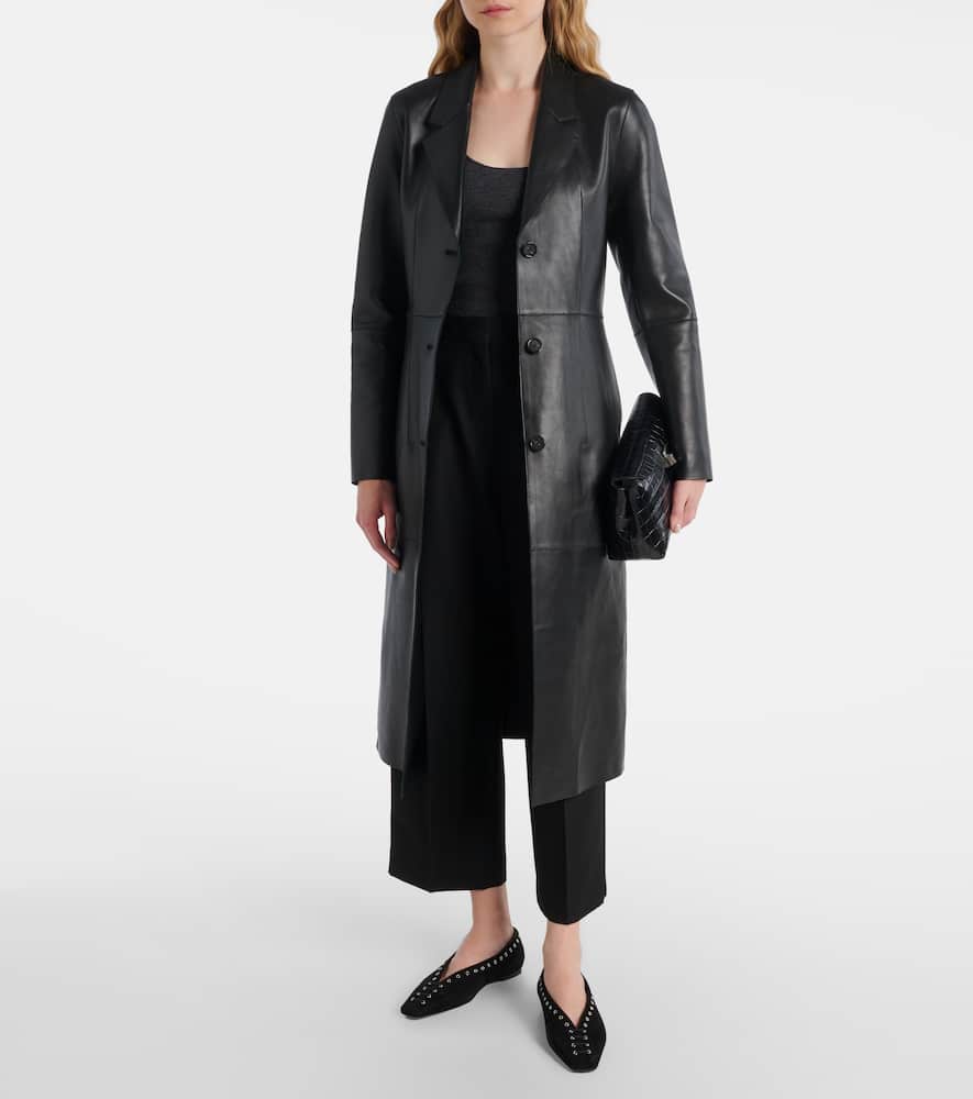 Paneled leather coat