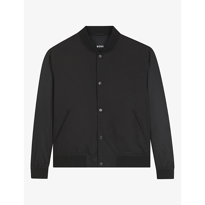 Mens Baseball-Collar Press-Stud Woven Jacket