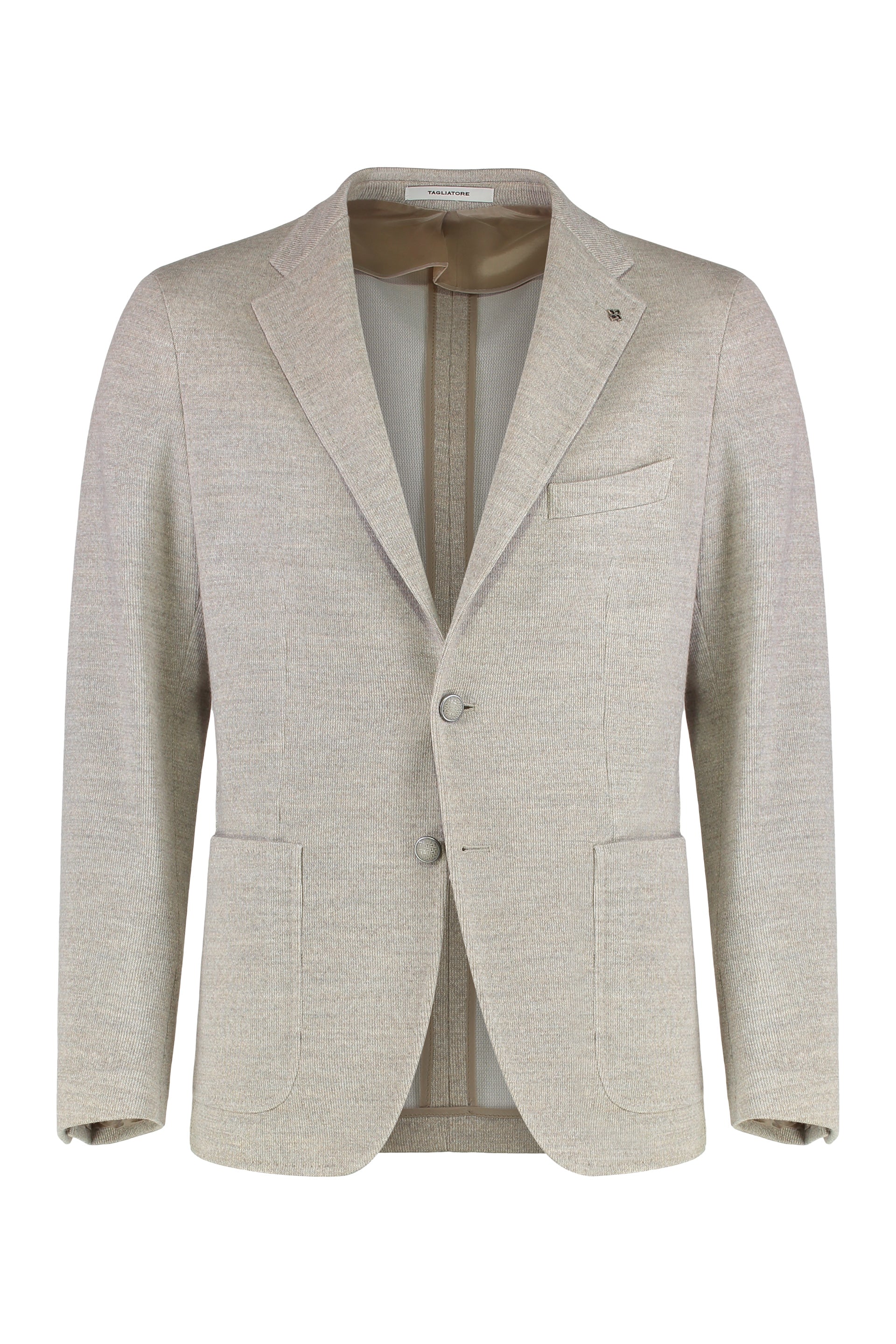 Single-Breasted Wool-Blend Jacket with Notch Collar