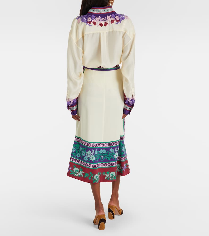 Santa Monica printed satin midi skirt
