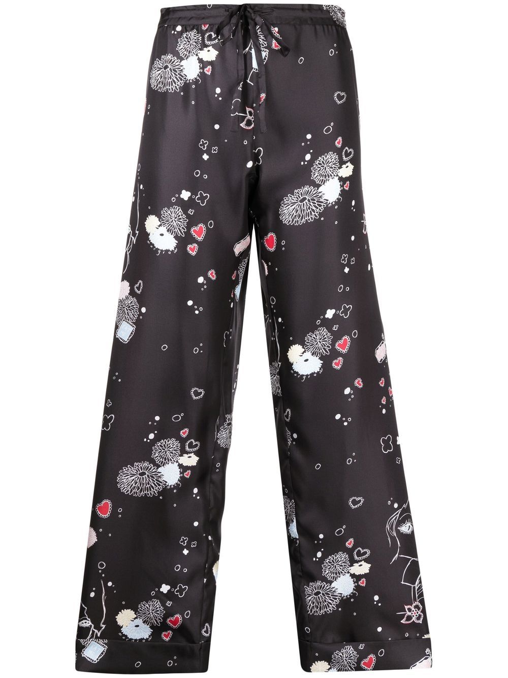 Drawstring loose-fit trousers - Black