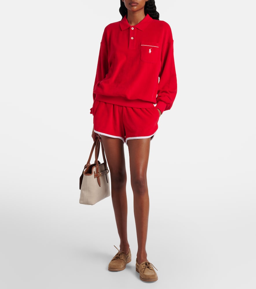 Cotton-blend terry polo shirt