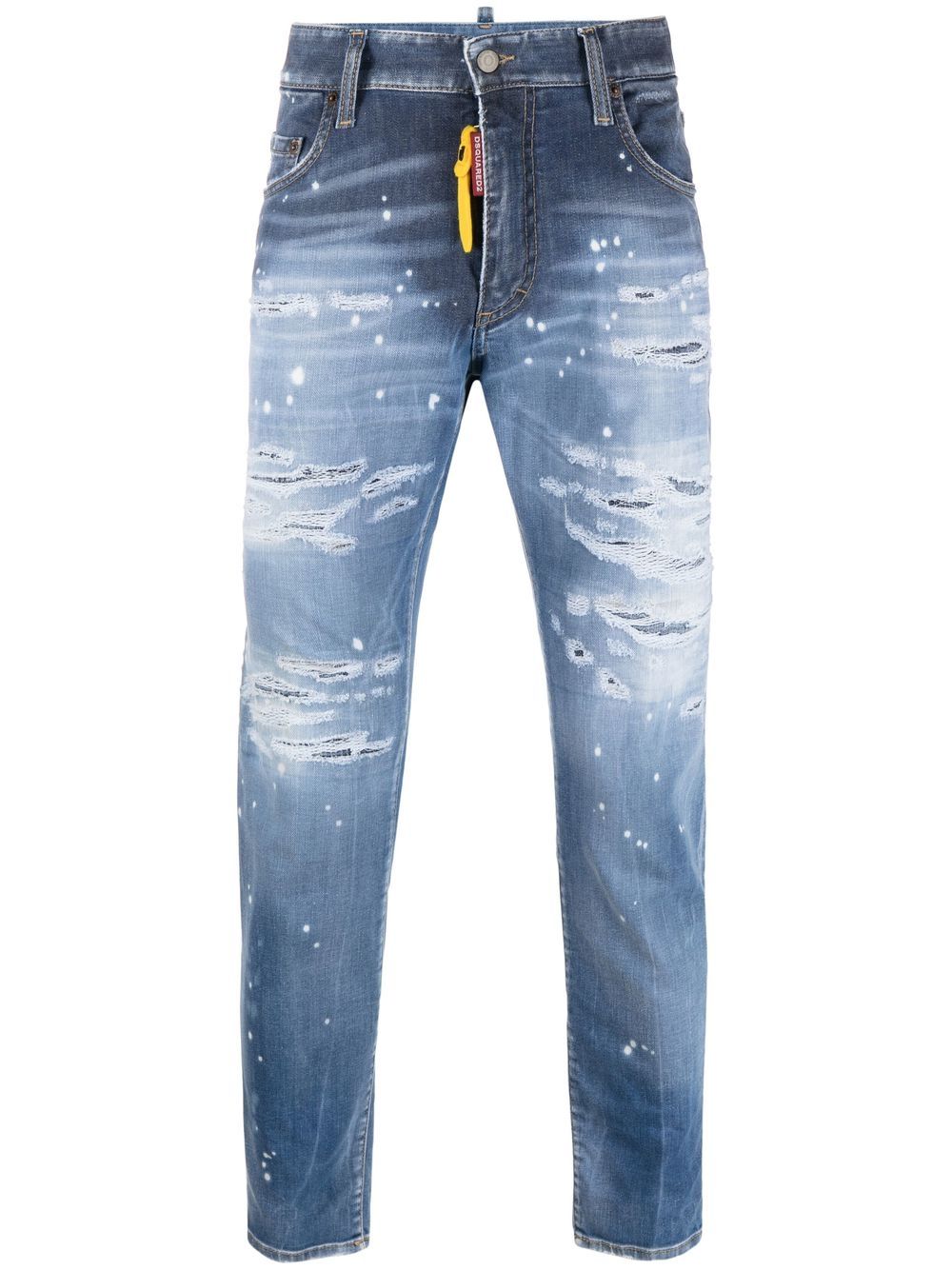 Distressed-effect slim-cut jeans - Blue