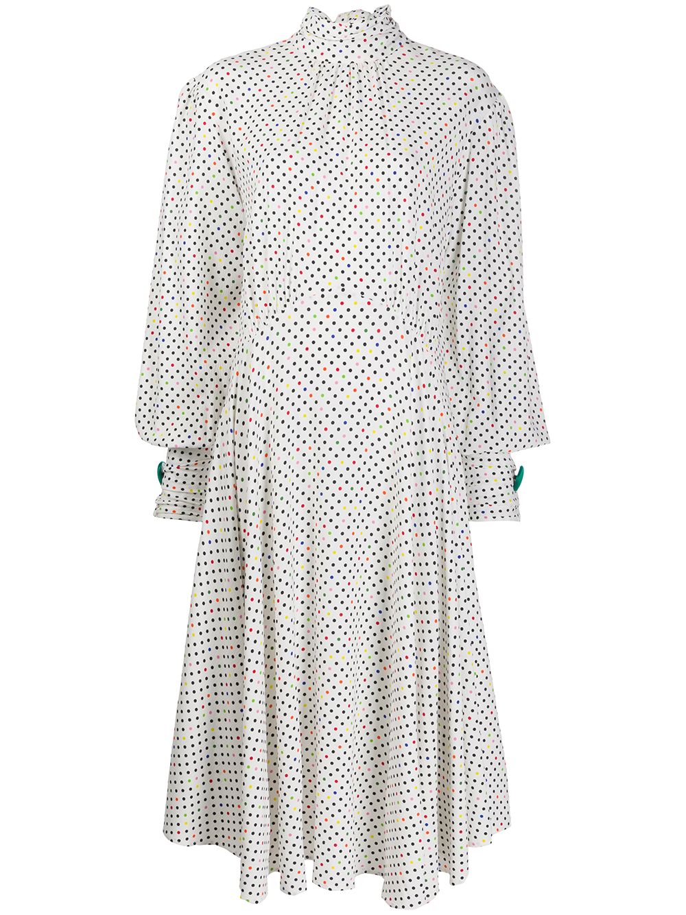 Polka dot tie neck dress