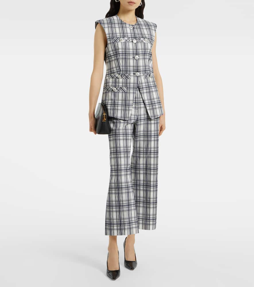 Veronica Beard Dova plaid cotton-blend wide-leg pants