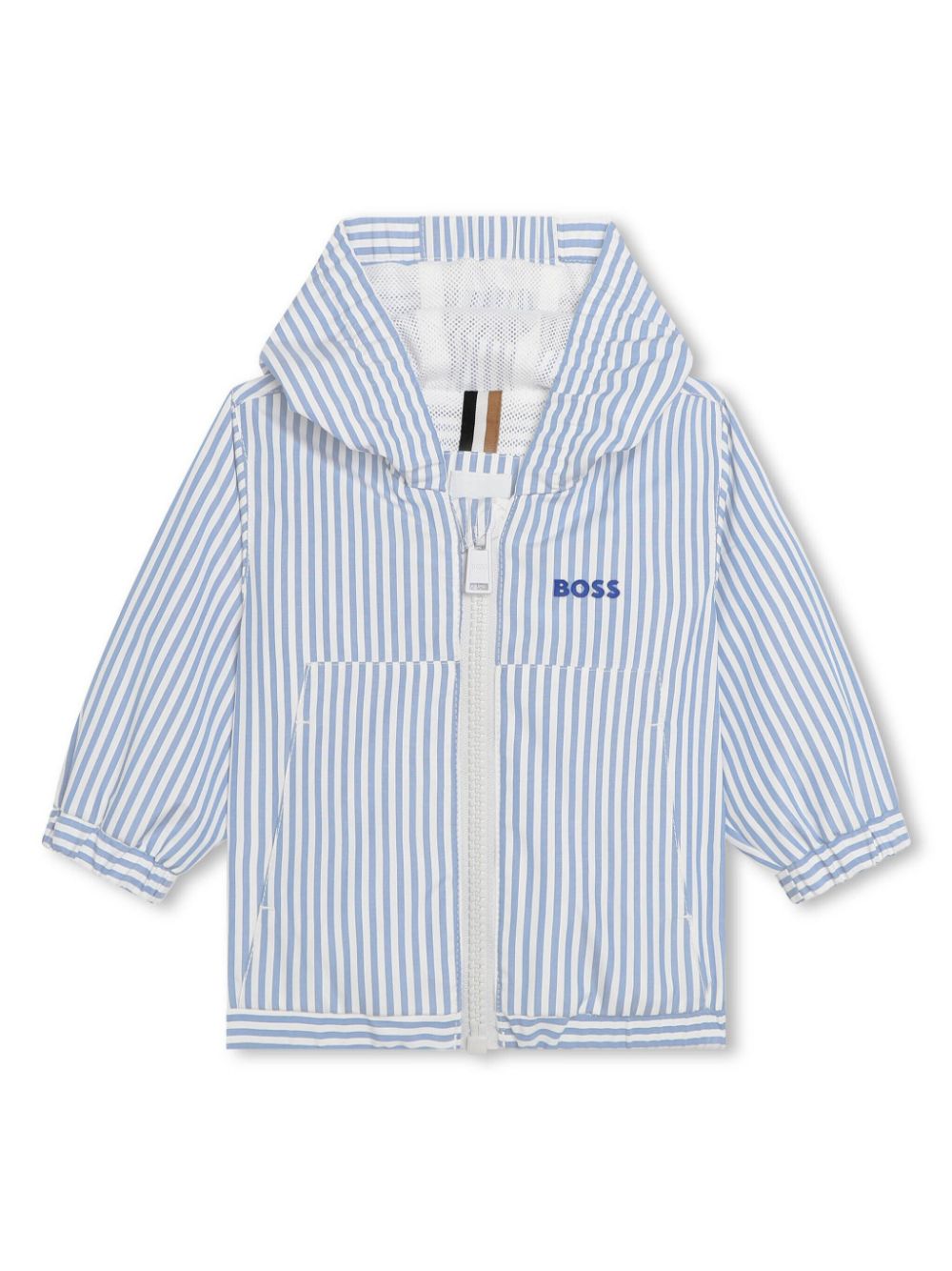 Logo-print striped windbreaker - Blue