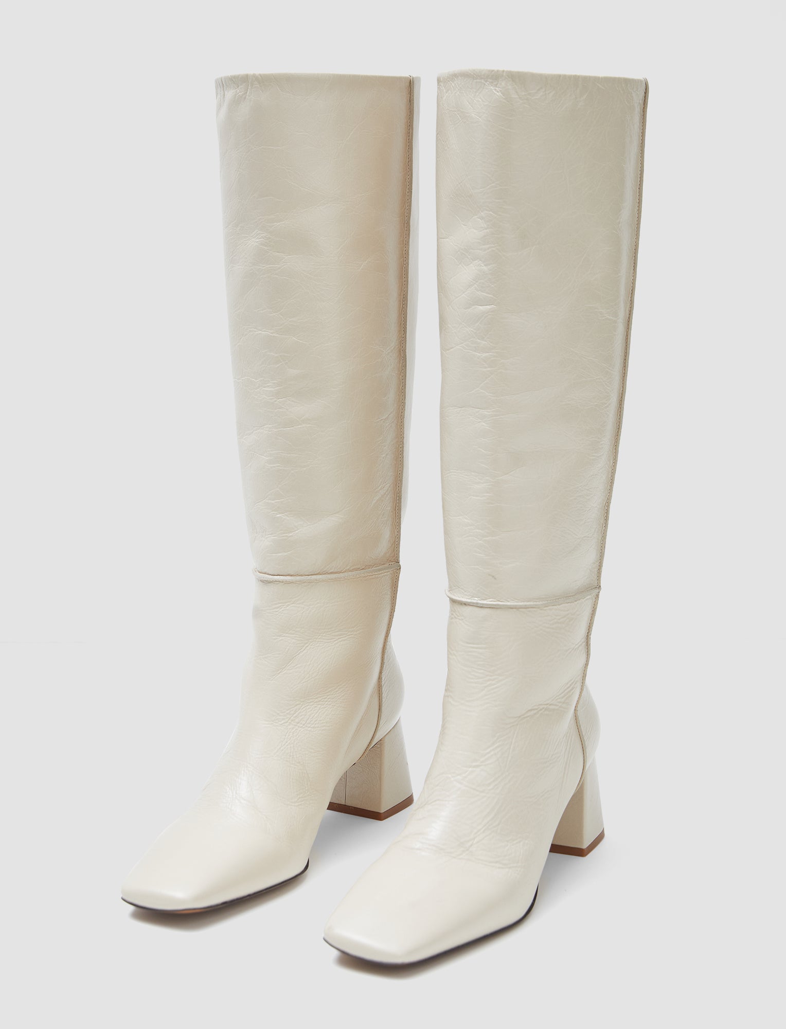 Heeled Knee High Patent Leather Boots - 36