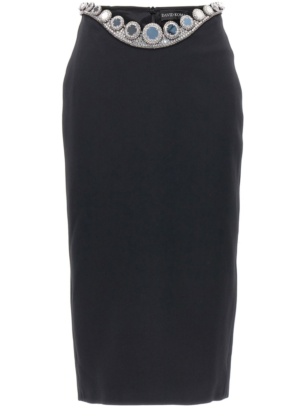 Rhinestone-embellished pencil skirt - Black