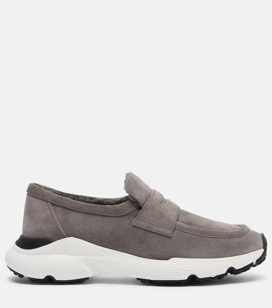 Shearling-lined leather slip-on shoes