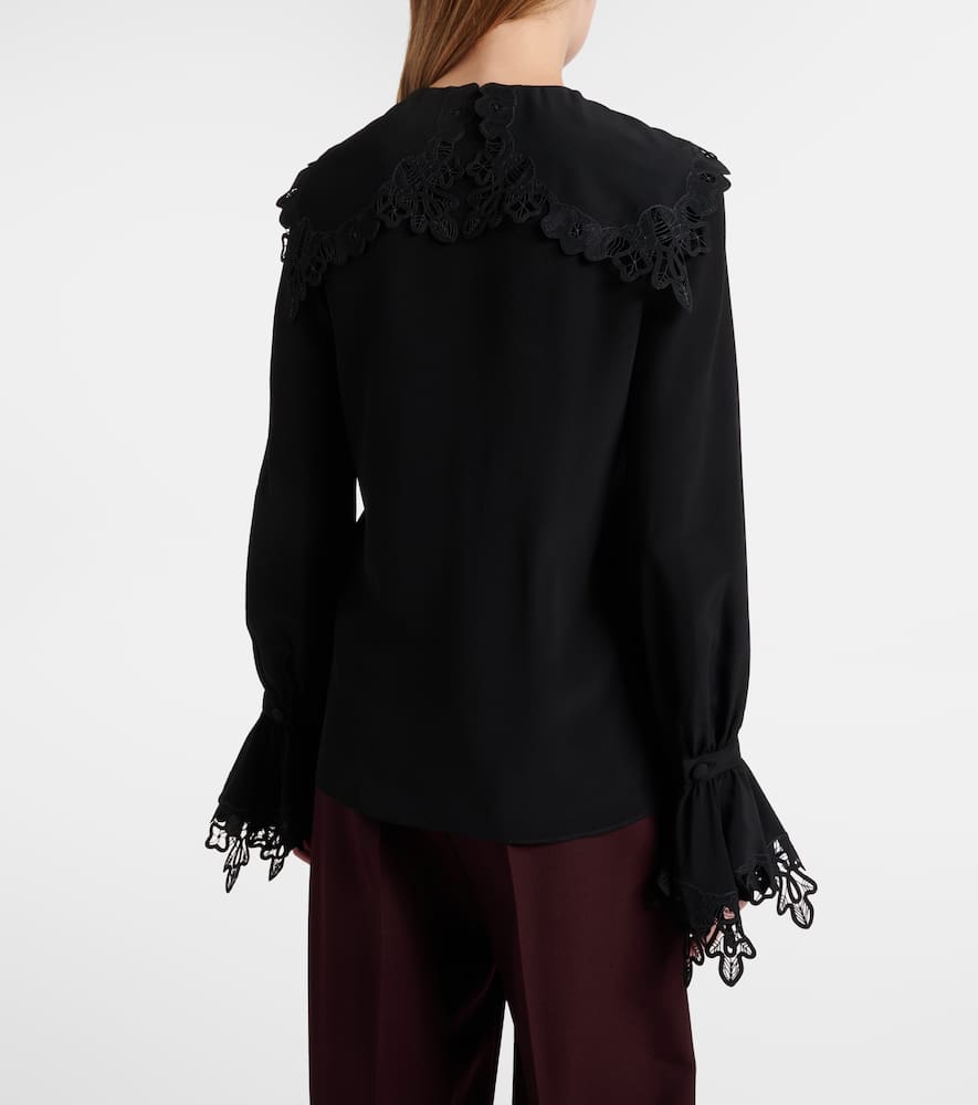 Chloé Embroidered silk crêpe de chine blouse