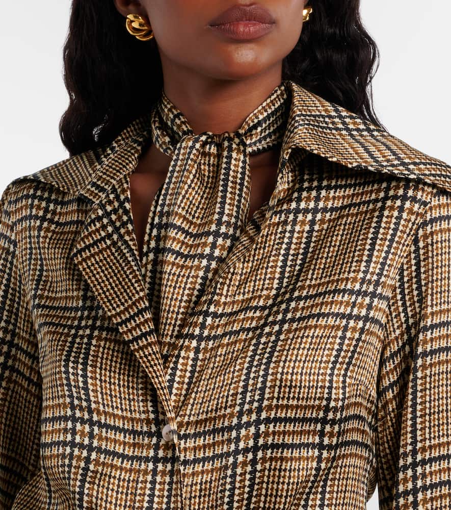 Prince of Wales check silk shirt dress