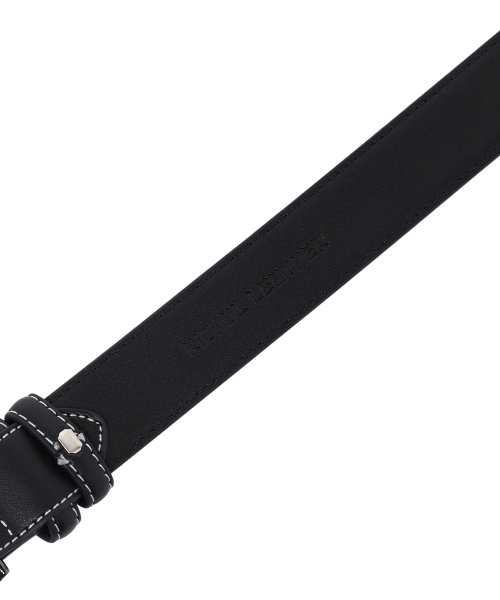Stitched Leather Eyelet Belt