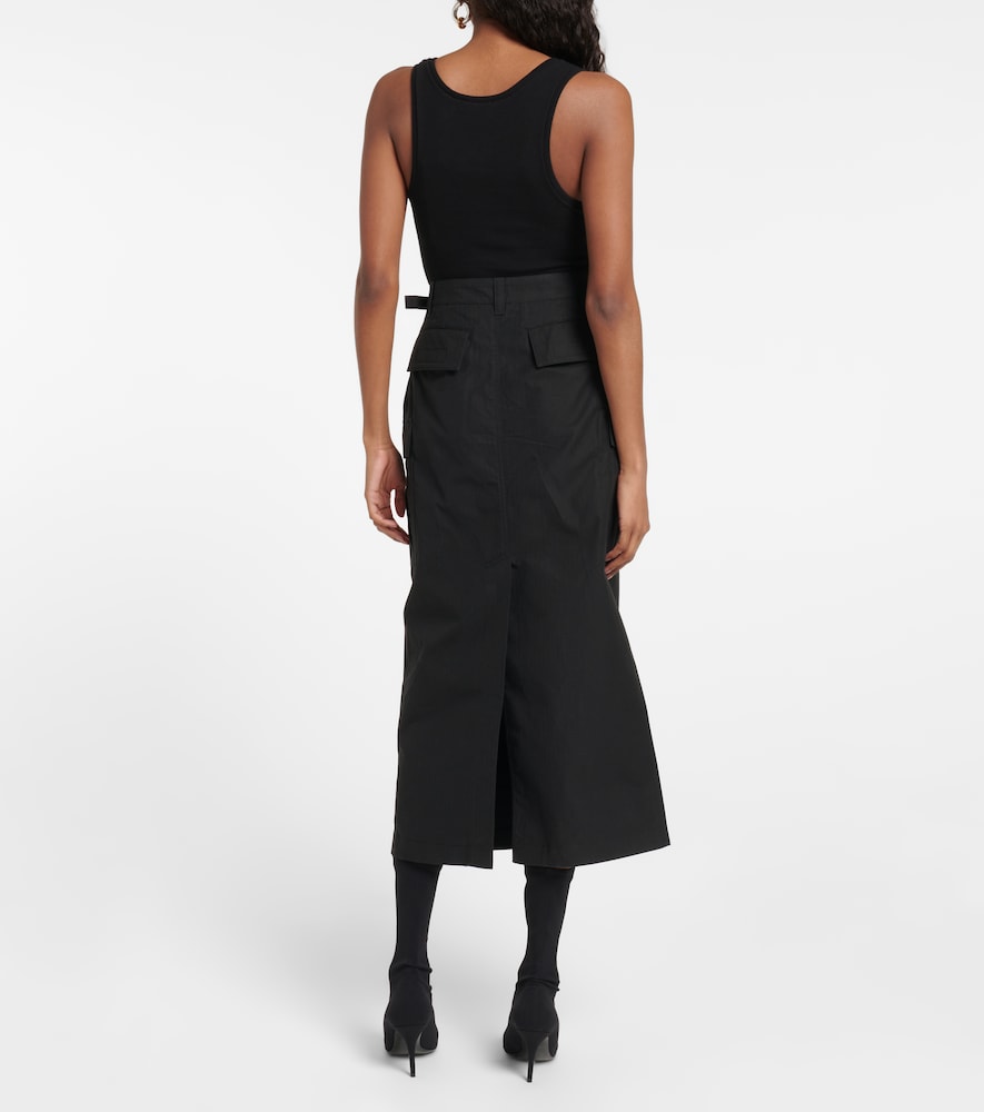 Cotton cargo midi skirt