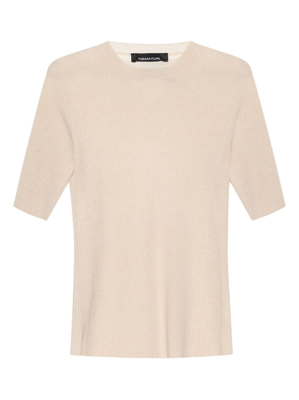 Ribbed short-sleeve top - Neutrals