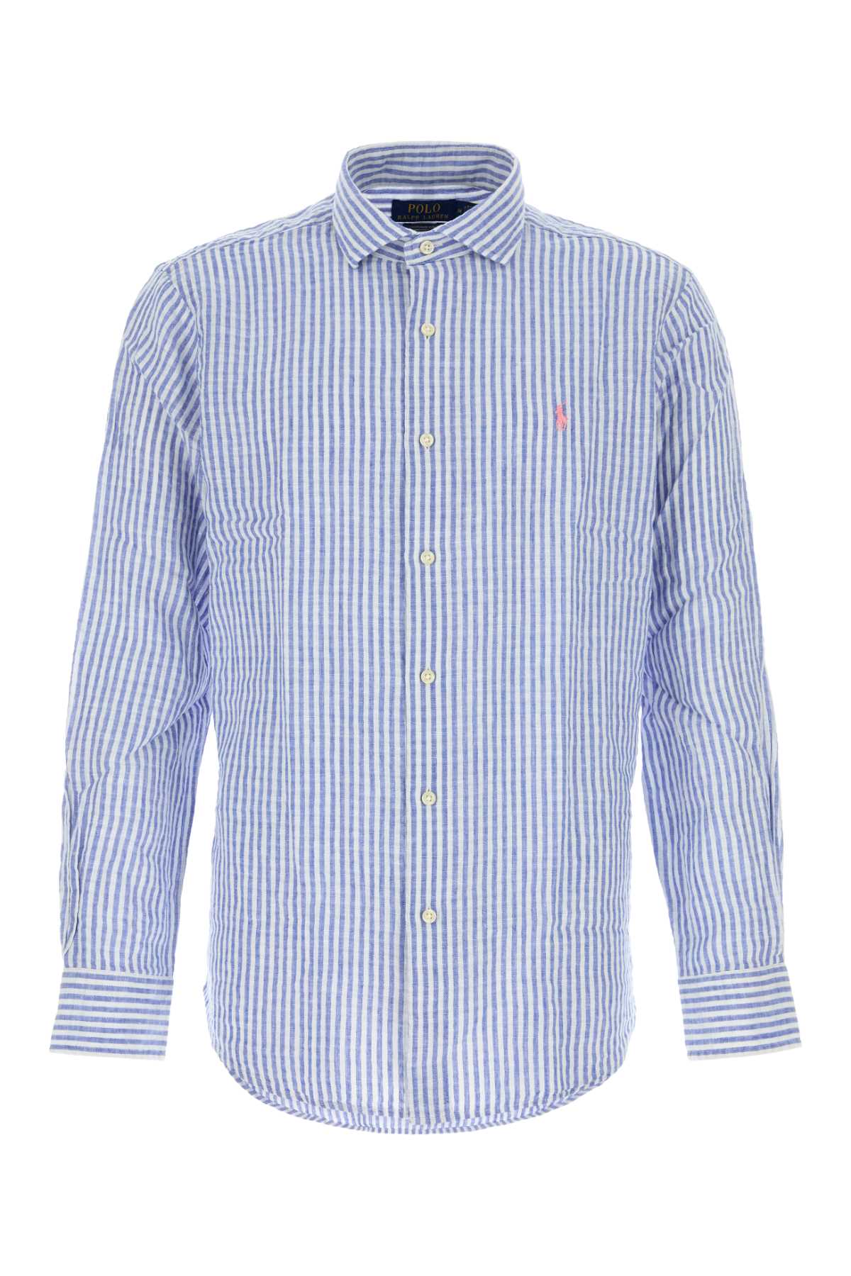 Linen Blend Striped Shirt — Blue