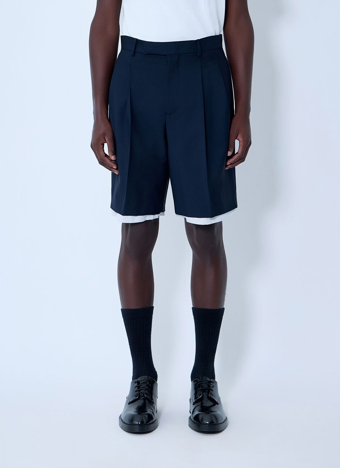 Wool-and-mohair Shorts - Man Shorts Blue It