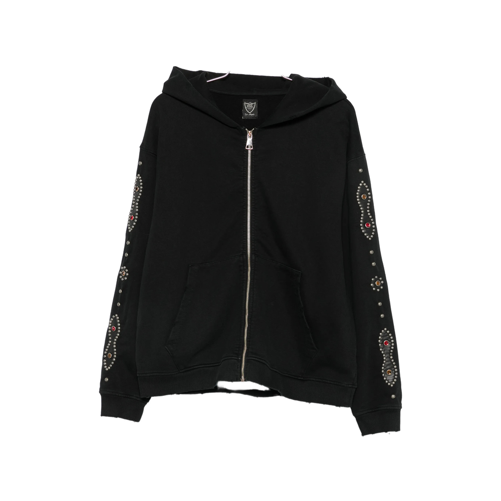 Stud-embellished Zip-up Hoodie