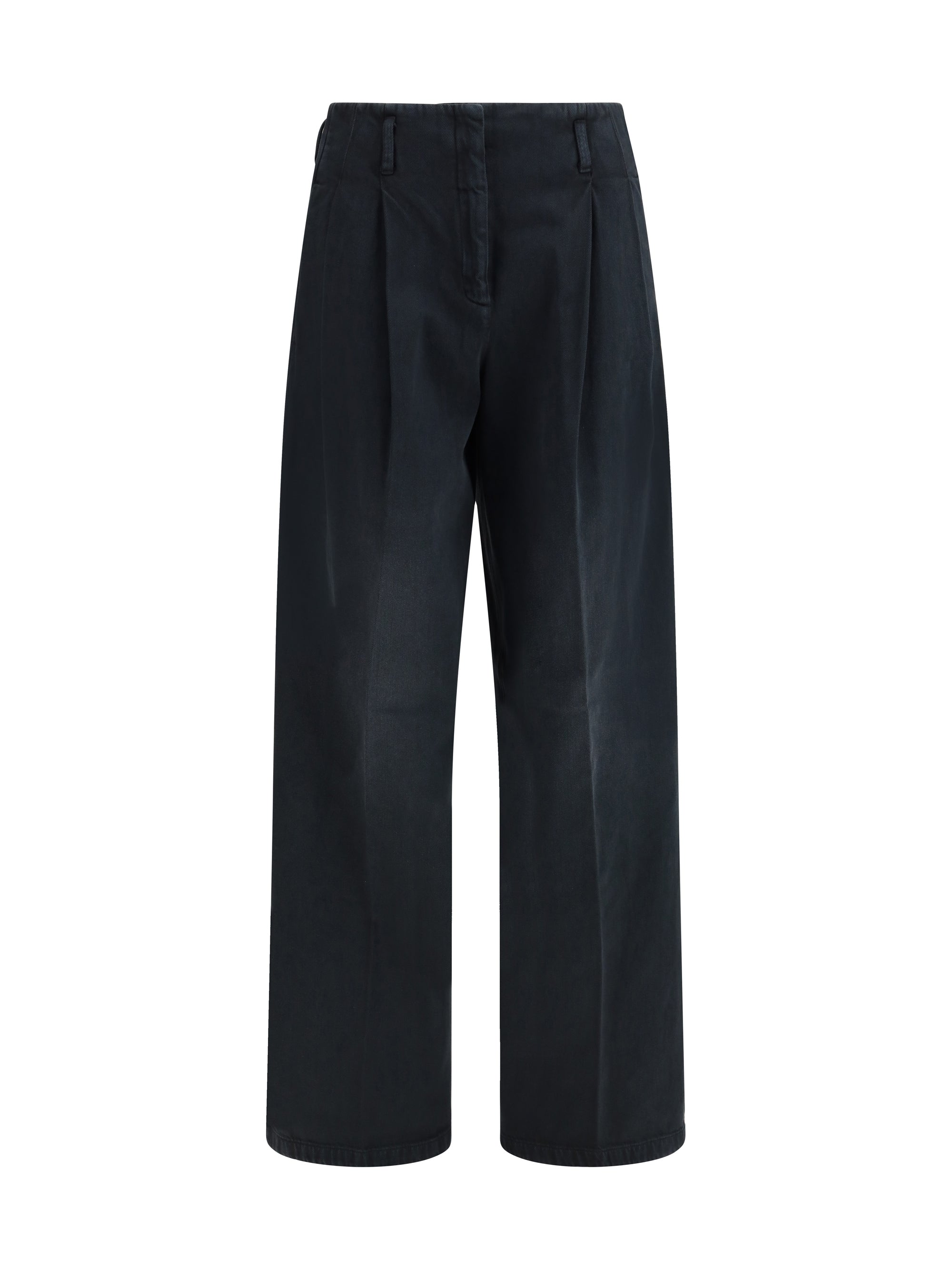 Wide-Leg Denim Jeans — Black