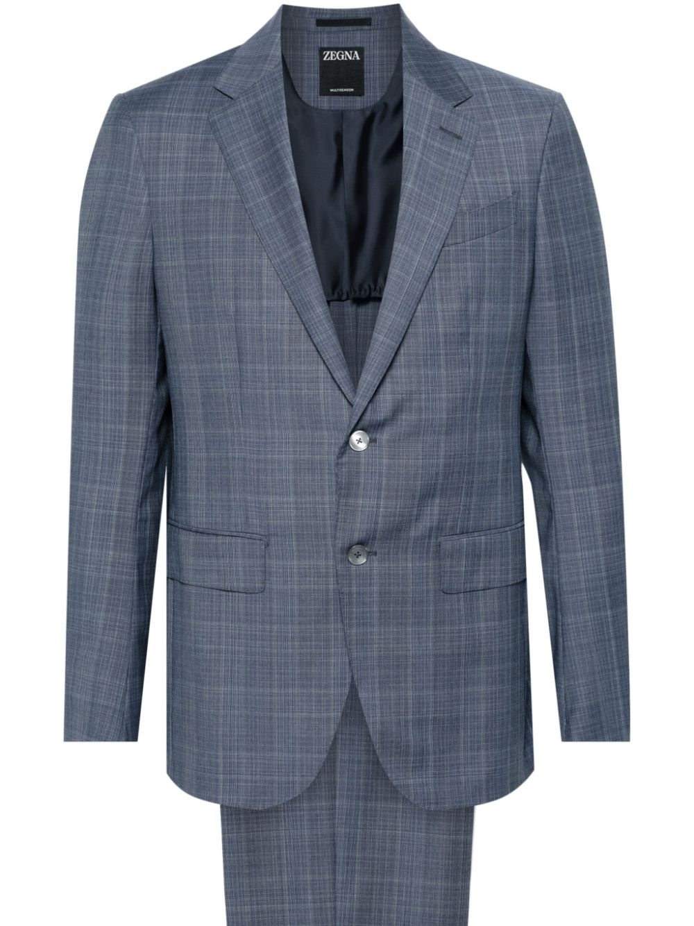 Checked single-breasted suit - Blue