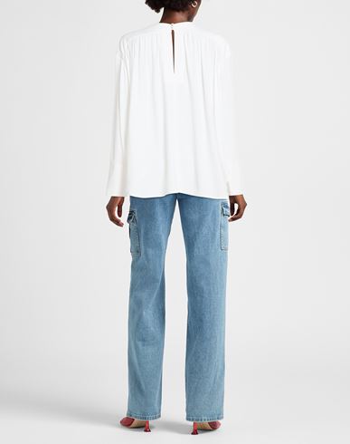 Woman Top White Size 4 Acetate, Silk