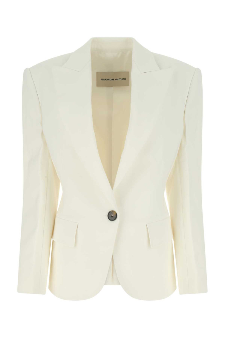 Ivory Stretch Viscose Blend Blazer