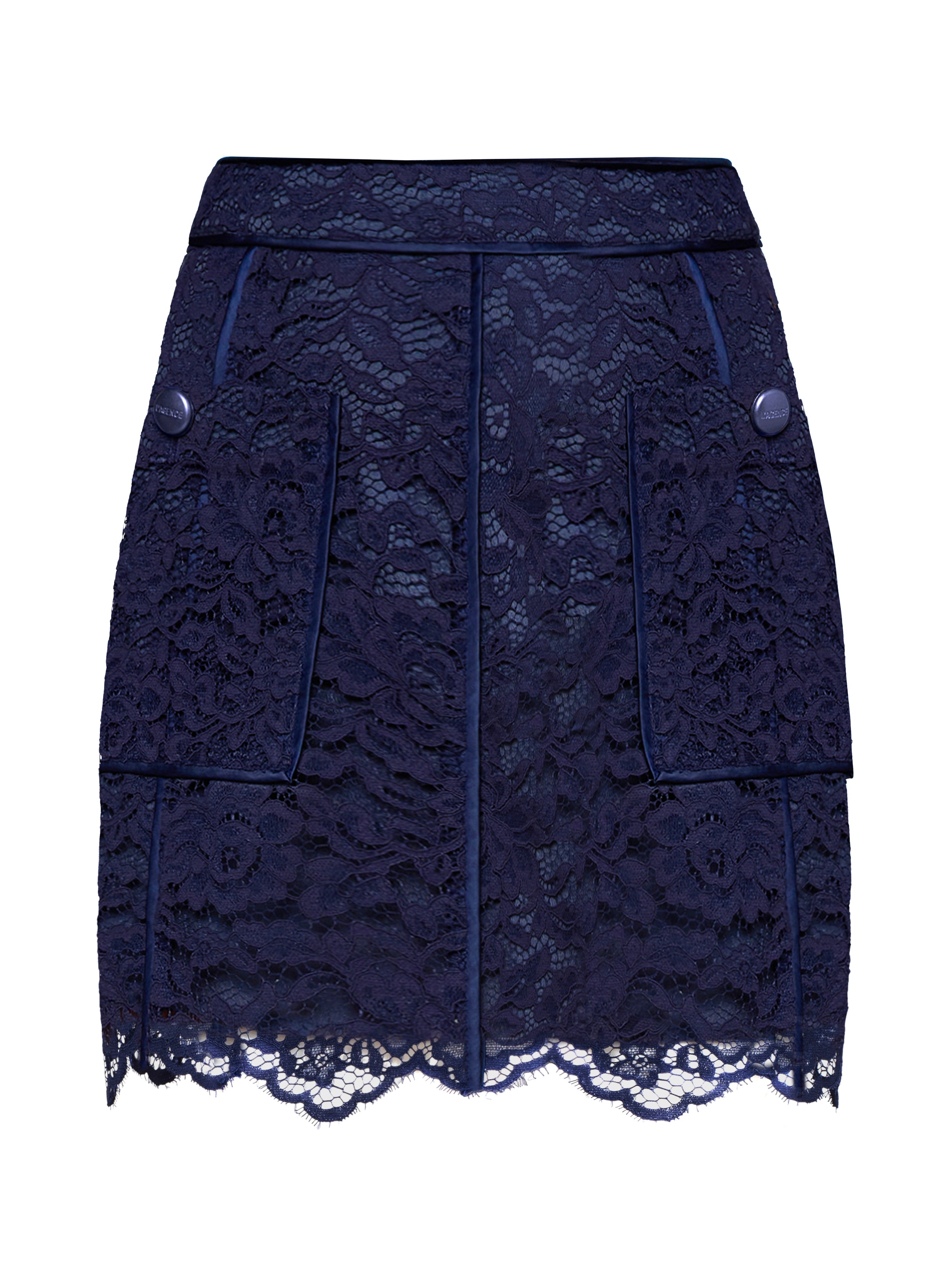 Riven Lace Mini Skirt In Midnight