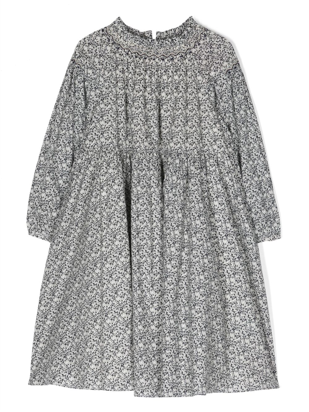 Abstract-print flared dress - Blue