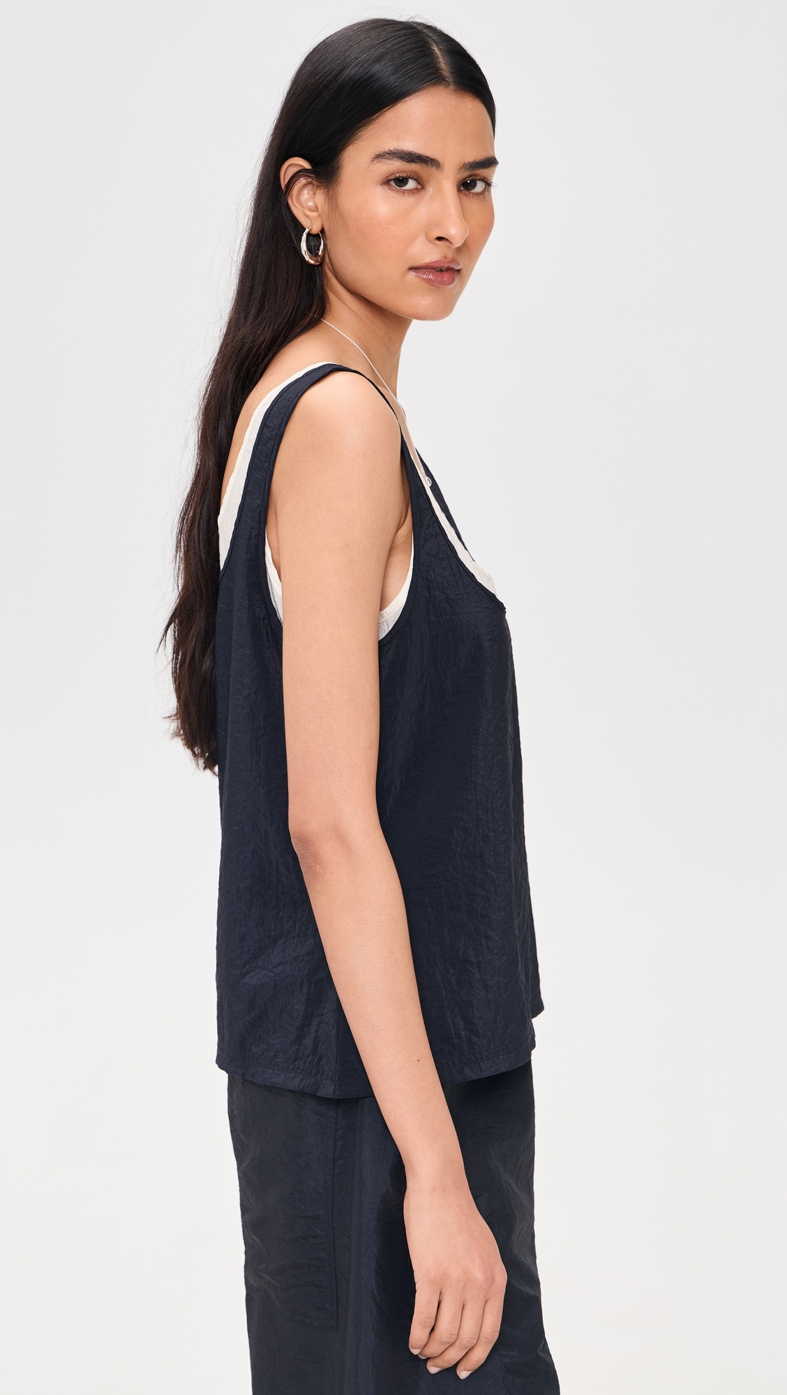 Double Layer Scoop Tank Navy/Ivory