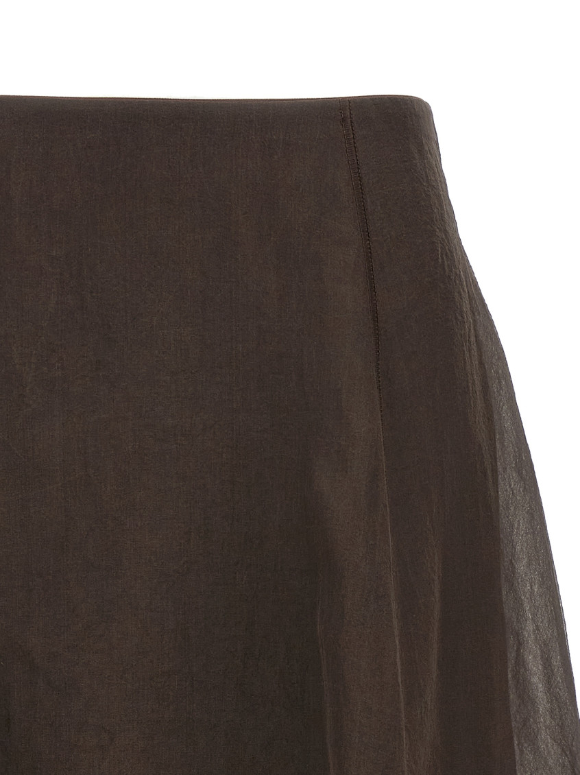 Silk midi skirt - Brown