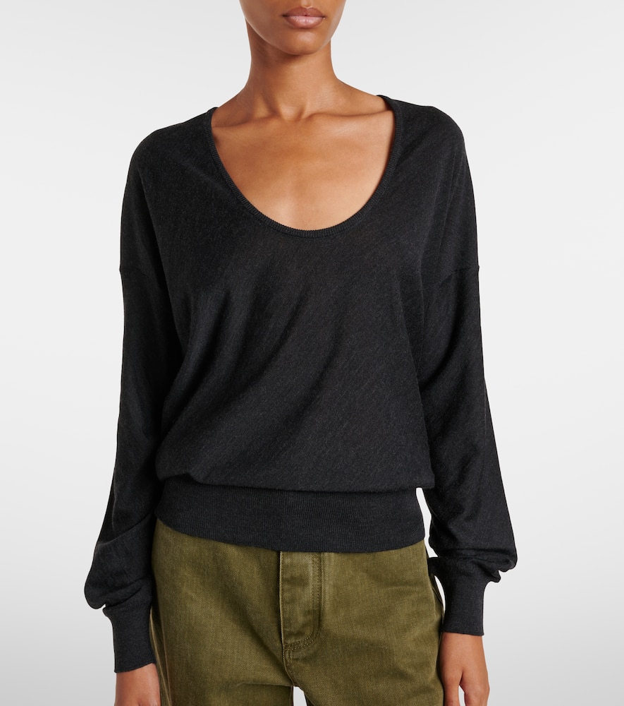 Ribbed-knit wool and silk sweater
