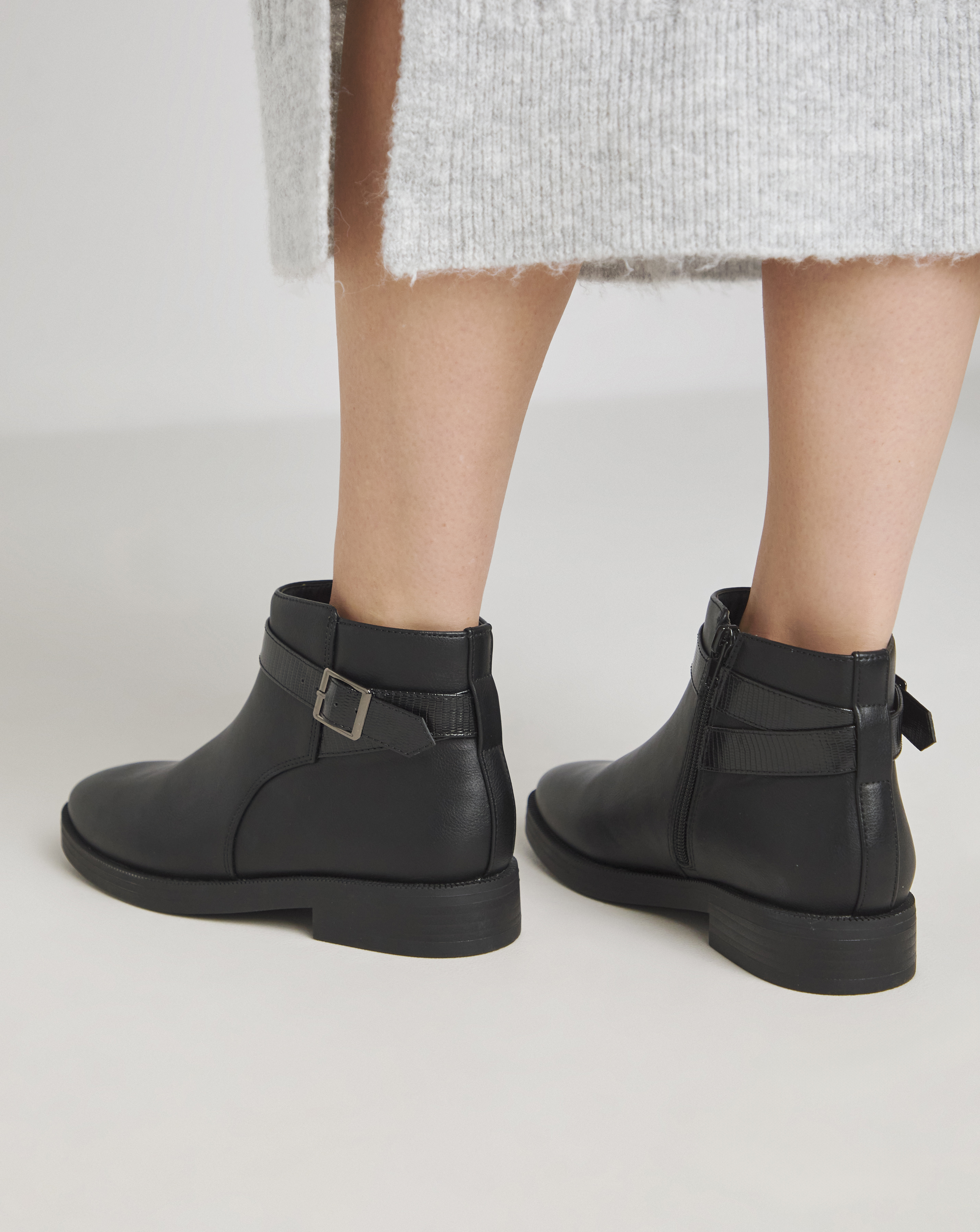 Buckle Detail Ankle Boot Wide Fit