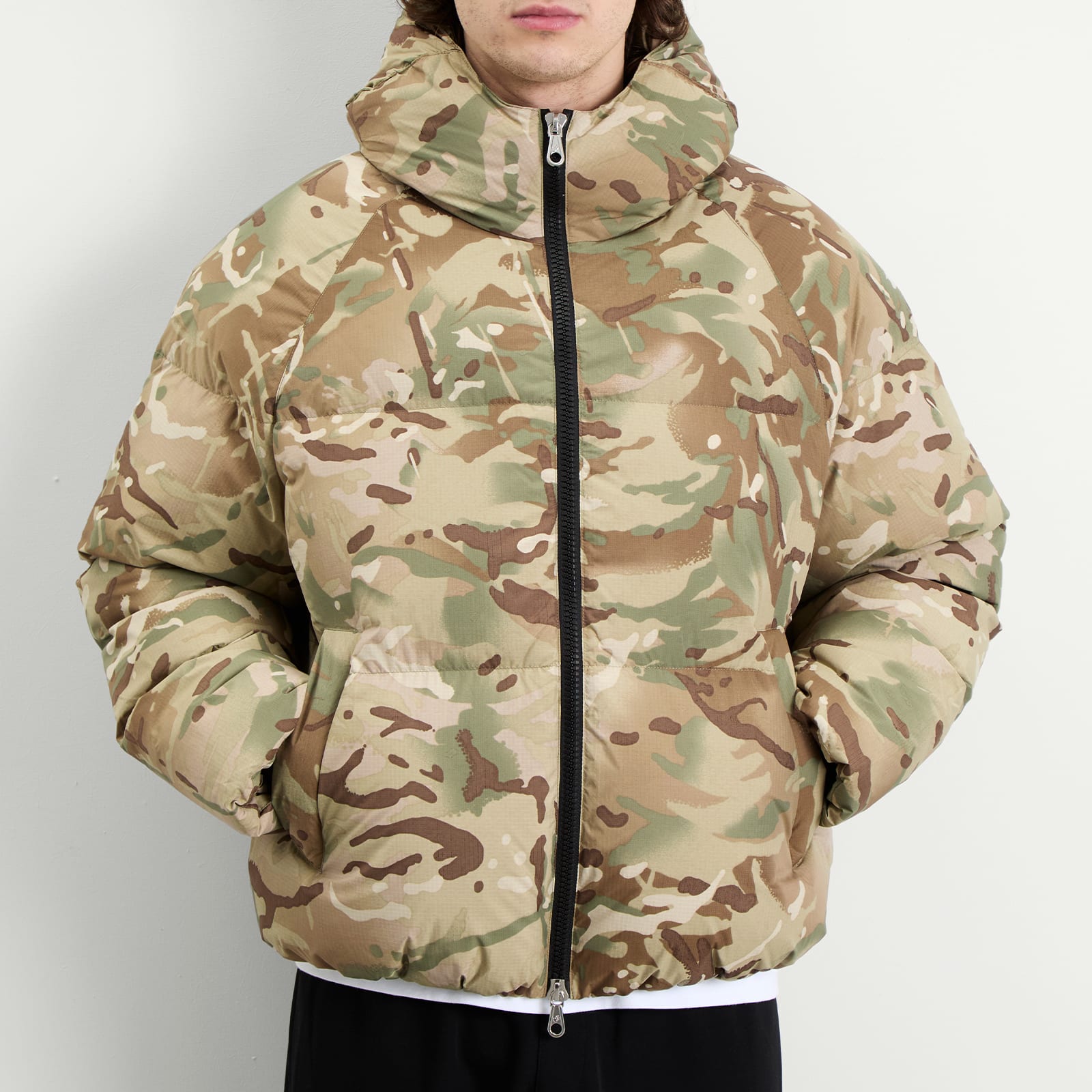 Men's Camo Hooded Down Jacket Multicam