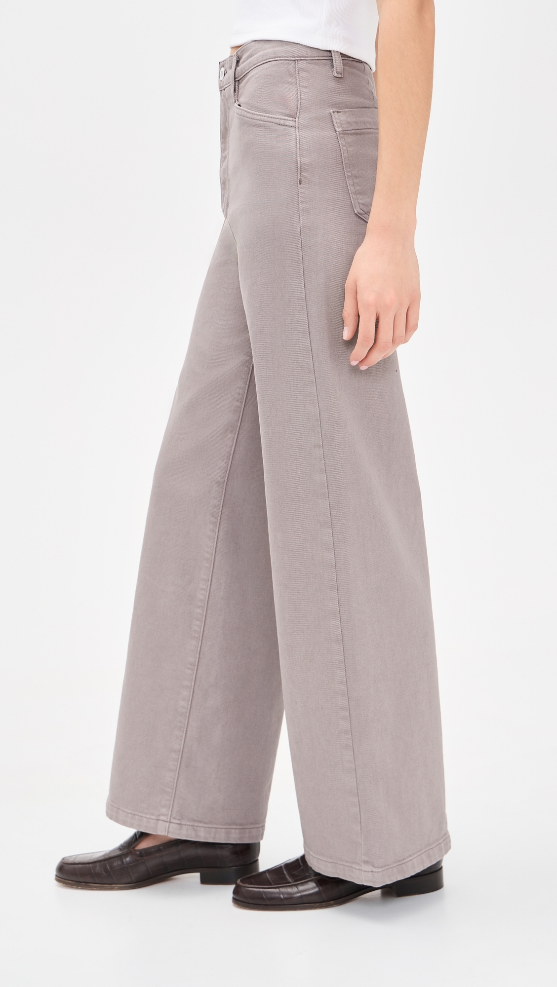 The Mischa High Rise Wide Leg Ankle Jeans Soft Taupe