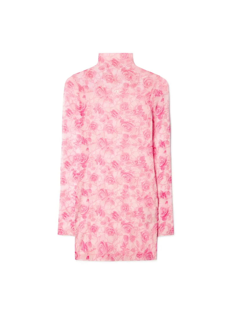 Roses Mesh Short Dress - Female Dresses Pink
