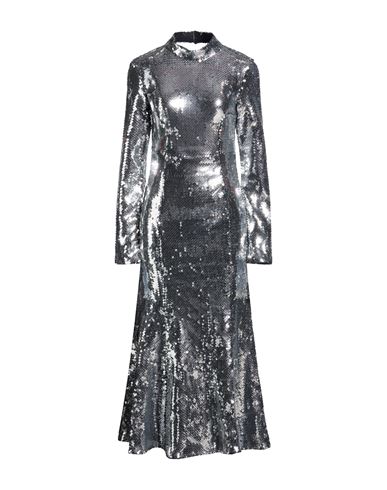 Woman Maxi dress Silver Size 6 Polyester