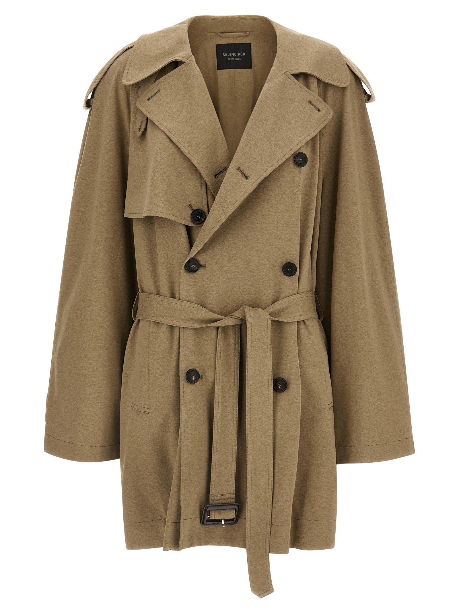 Double-Breasted Cotton Trench Coat — Beige