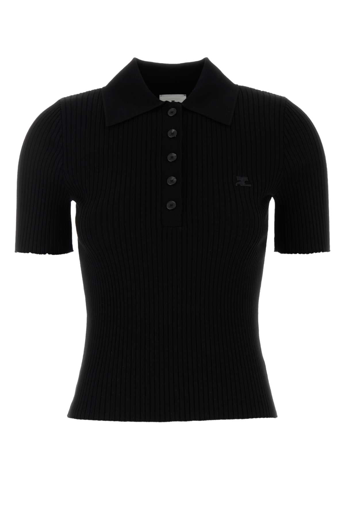 Courreges Knit Polo Shirt — Black