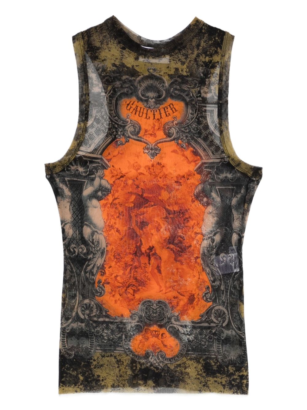 Graphic-print sleeveless top - Neutrals
