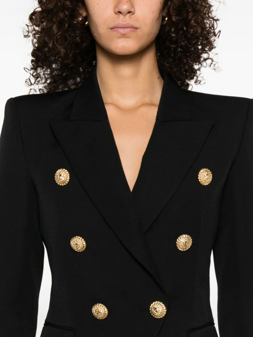 Black Double-breasted Wool Blazer