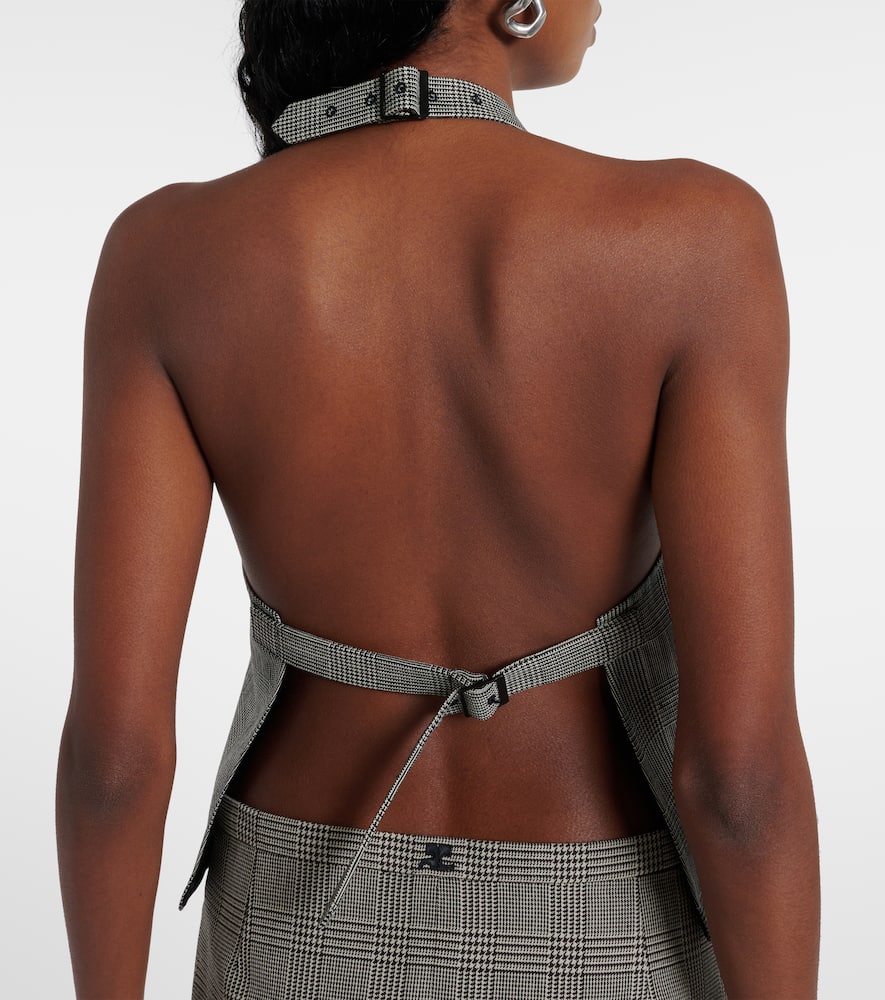 Wardrobe. NYC Prince of Wales check open-back wool top