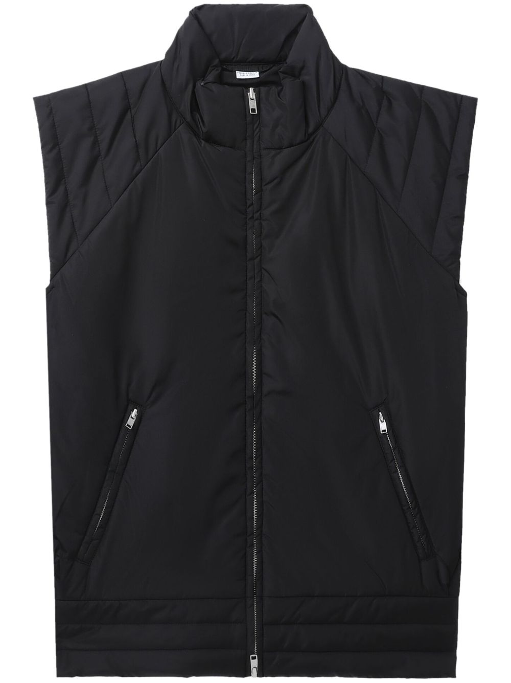 Cap-sleeved zipped gilet - Black