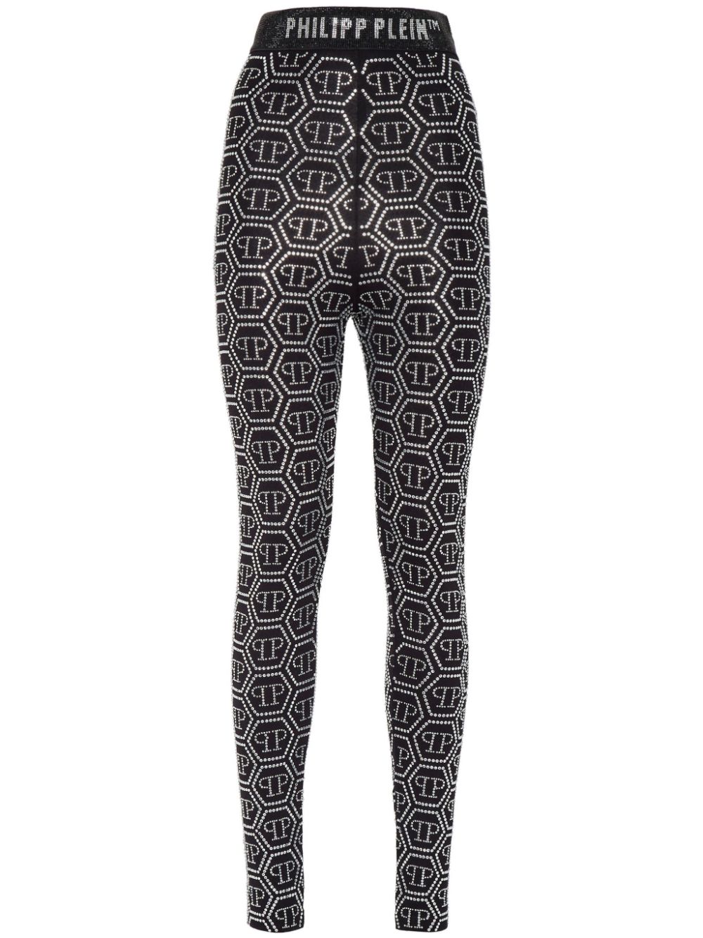 Monogram-embellished high-waist leggings - Black