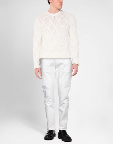 Man Pants White Size 31 Cotton, Elastane